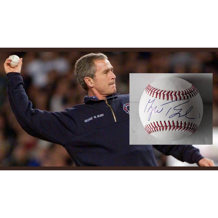 George Walker Bush US President Rawlings official MLB baseball signed with proof and free display case