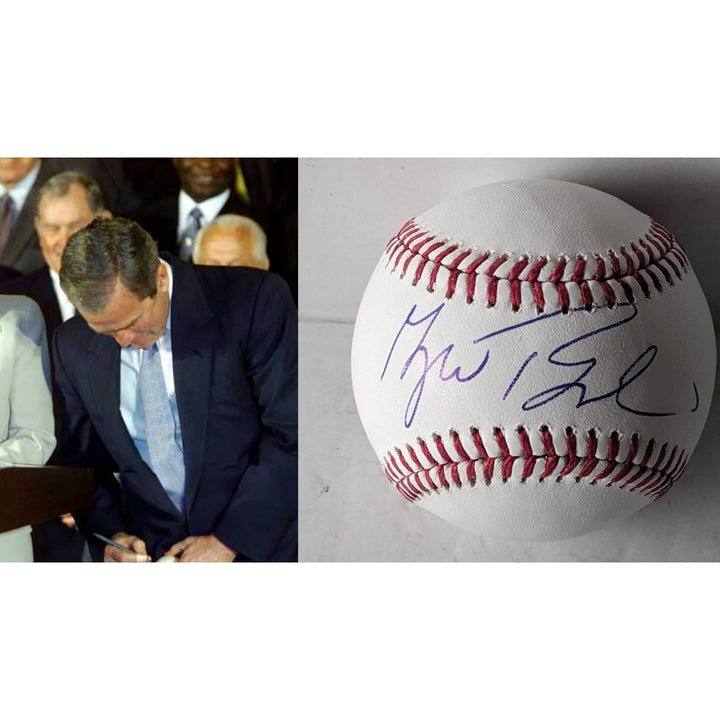 George Walker Bush US President Rawlings official MLB baseball signed with proof and free display case