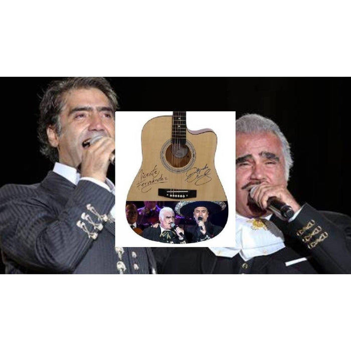 Vicente and Alejandro Fernandez full size acoustic guitar signed with proof