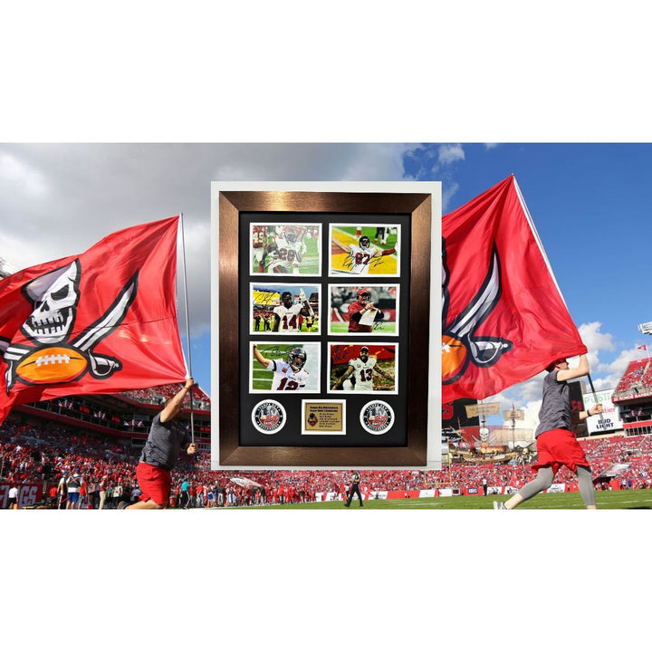 Tom Brady Rob Gronkowski Tampa Bay Buccaneers Super Bowl champions 5x7 photos in museum quality frame 22x28 signed with proof