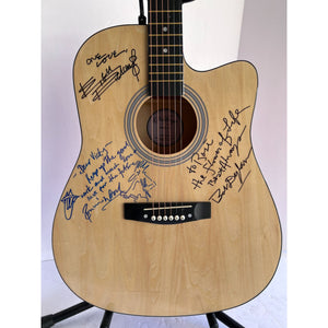 Keith Richards Bob Dylan Ronnie Wood One of a Kind signed and inscribed full size Ashharpe acoustic guitar signed with proof