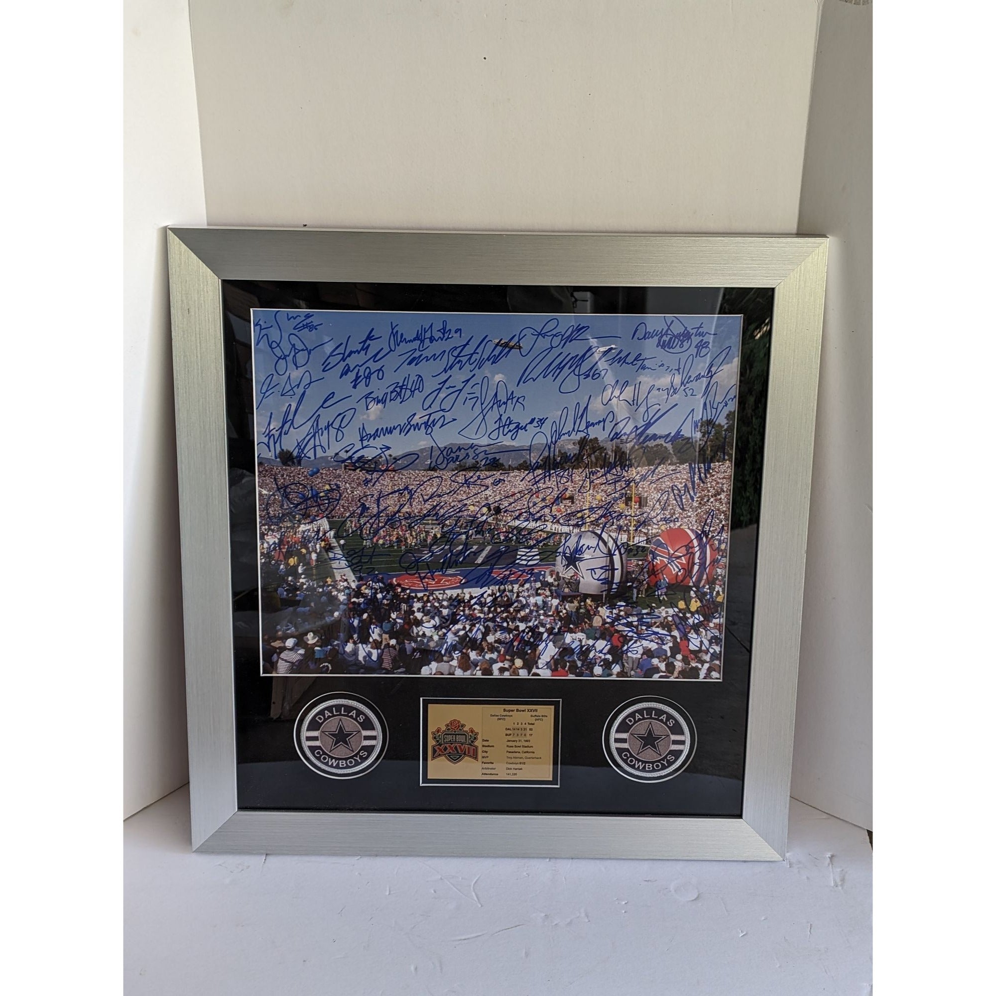 Emmitt Smith Troy Aikman Michael Irvin 1992 1993 Super Bowl champions team sign 16x20 photo framed