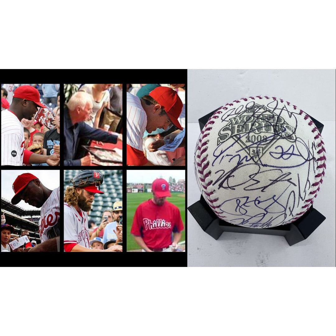 Philadelphia Phillies 2008 World Series champions team signed commemorative baseball Jimmy Rollins Chase Utley Charlie Manuel Ryan Howard