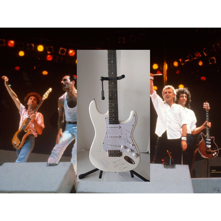 Queen Freddie Mercury Brian May Roger Taylor John Deacon full size electric guitar signed with proof