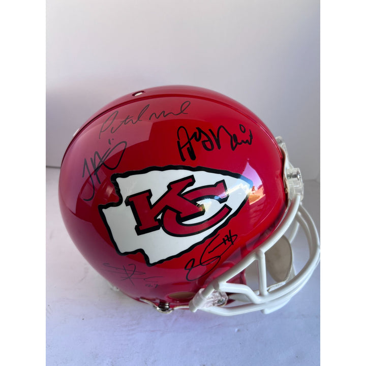 Patrick Mahomes Tyreek Hill Andy Reid Travis Kelce Kansas City Chiefs Riddell Speed Authentic helmet signed with proof