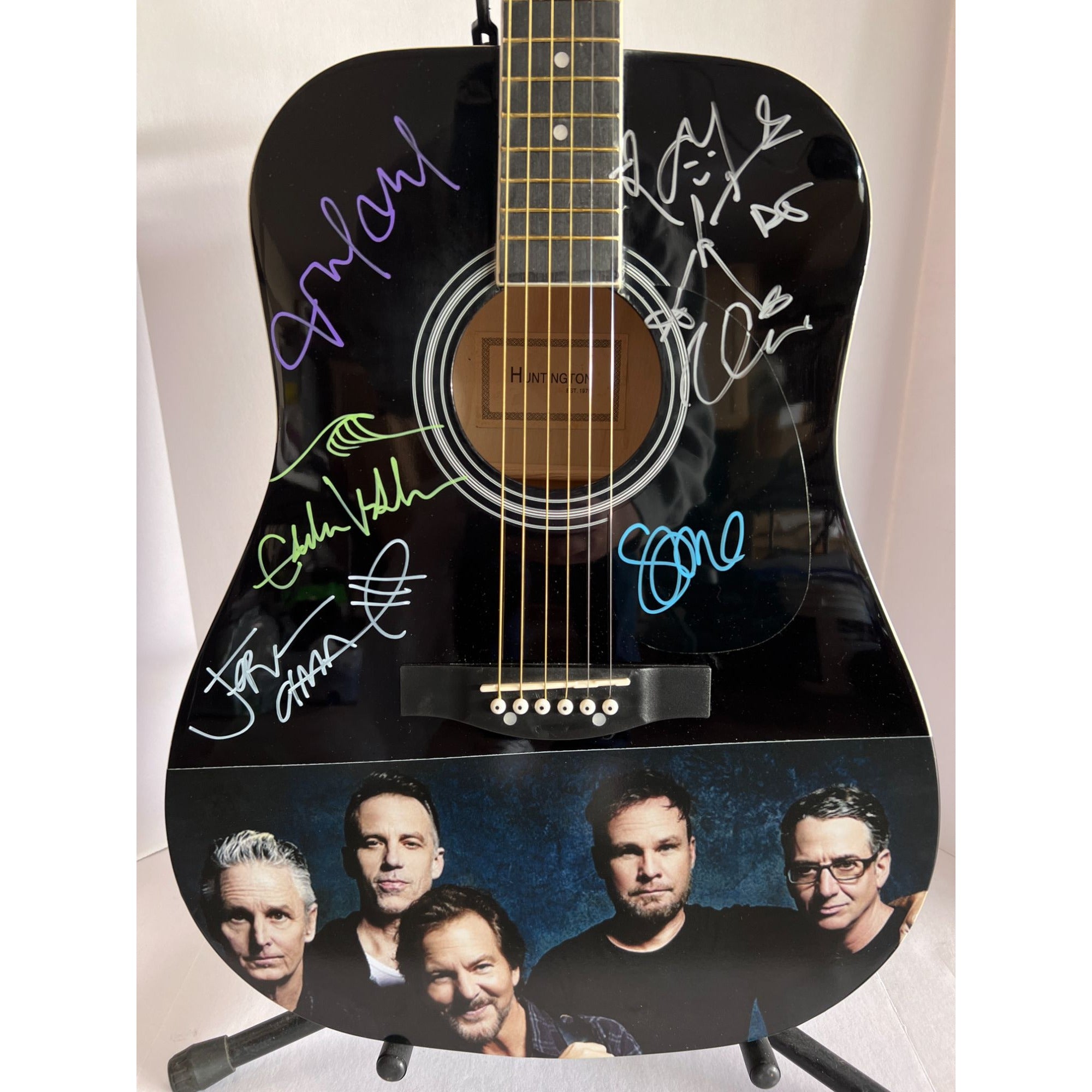 Pearl Jam Eddie Vedder Mike McCready Stone Gossard Jeff Ament one of a kind full size acoustic guitar signed with proof