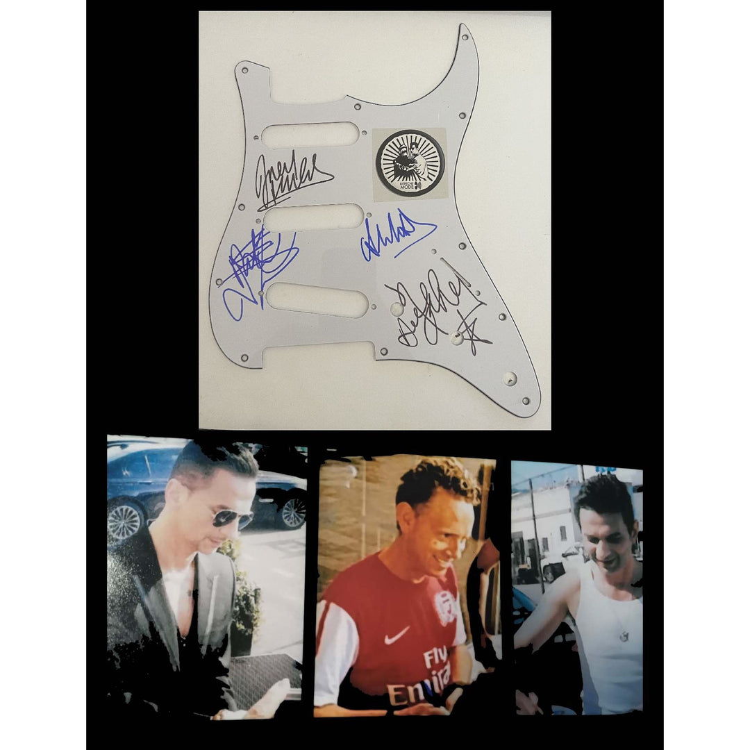 Depeche Mode David Gahan Andrew Fletcher Martin Gore Alan Wilder electric guitar pickguard signed