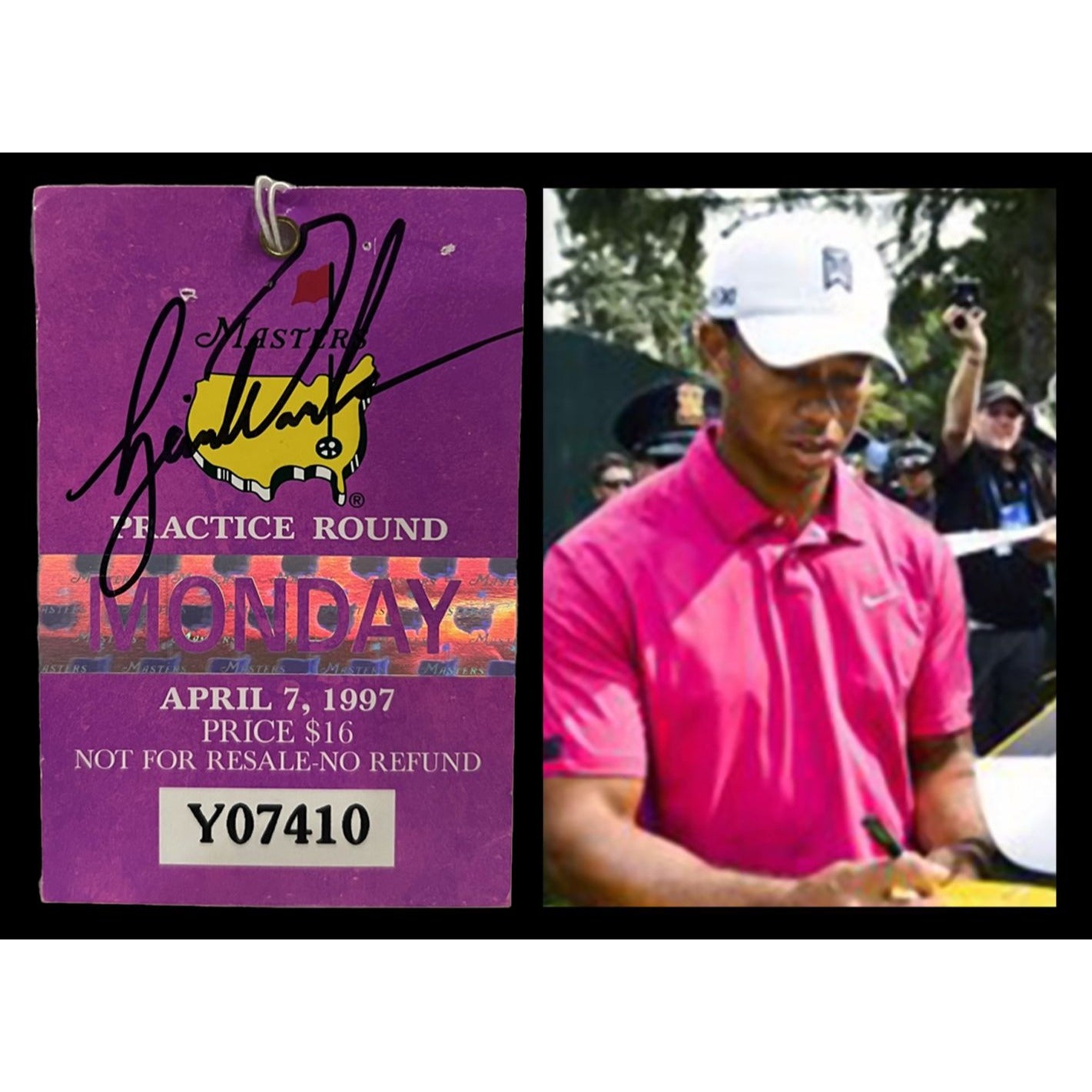 Tiger Woods 1997 Masters ticket signed with proof