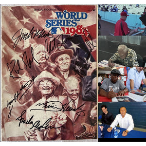 Joe Morgan Kirk Gibson Lou Whitaker Alan Trammell Willie Hernandez Sparky Anderson 1984 World Series program signed