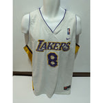 Load image into Gallery viewer, Kobe Bryant number 8 vintage Los Angeles Lakers jersey Nike size extra large poor condition signed with proof
