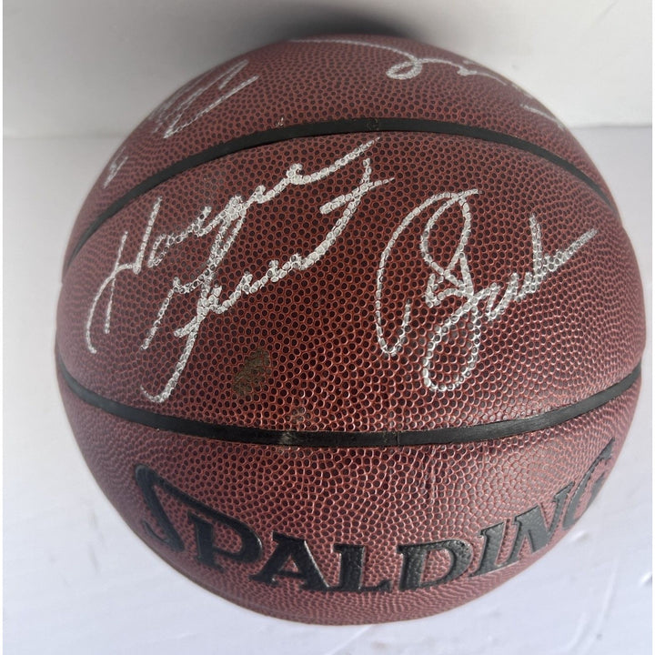 Kobe Bryant Phil Jackson Shaquille O'Neal Los Angeles Lakers 2000 2001 NBA champs Spalding basketball signed with proof  Signatures include