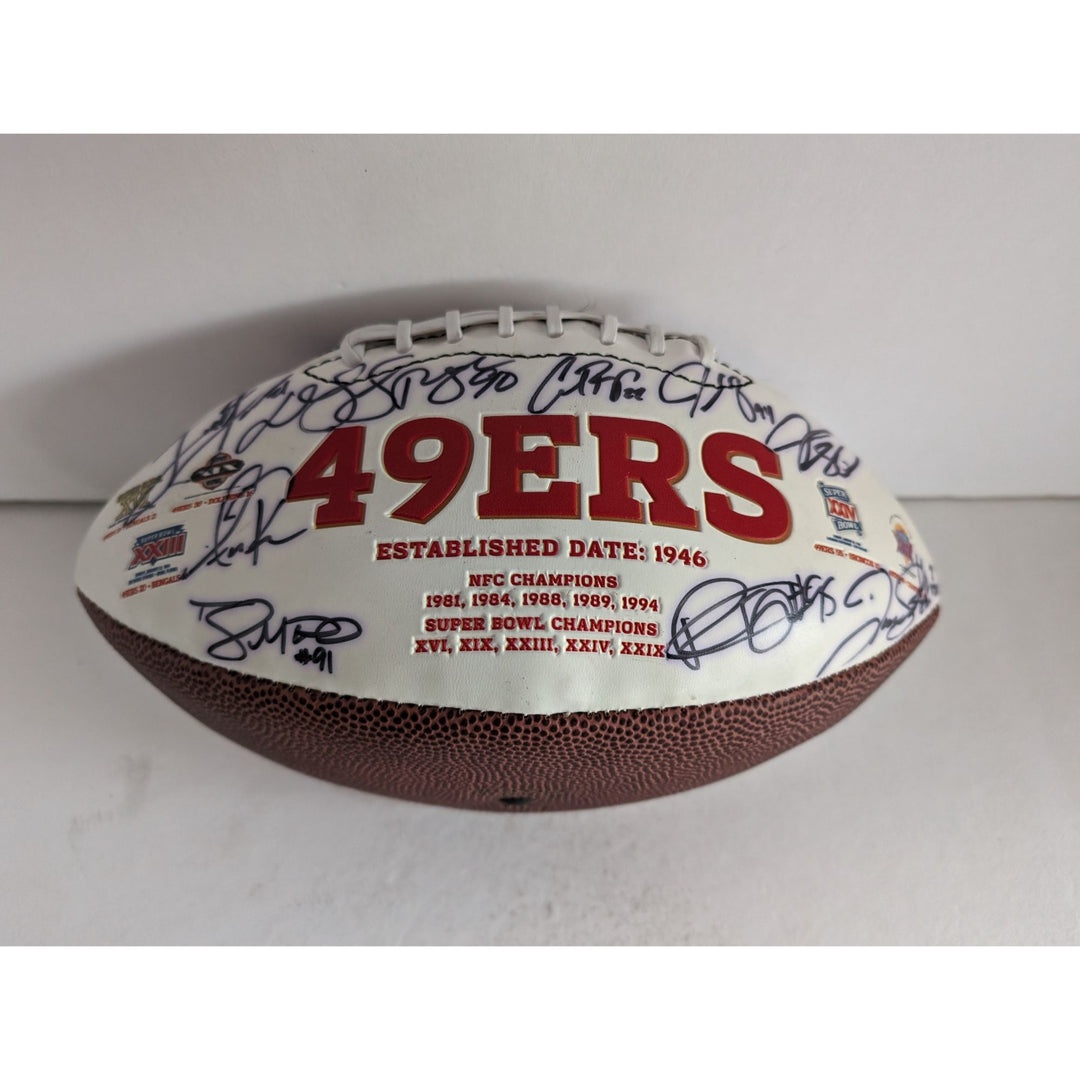 Frank Gore Jim Harbaugh Alex Smith San Francisco 49ers team signed football