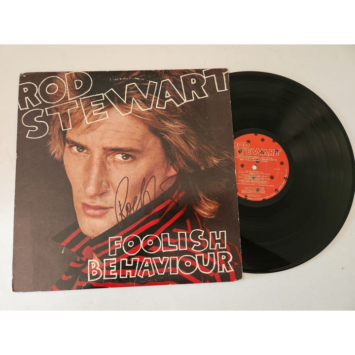 Rod Stewart foolish Behavior LP signed with proof