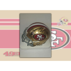 San Francisco 49ers Deebo Samuel, Christian McCaffrey,, signed mini helmet with proof with free case