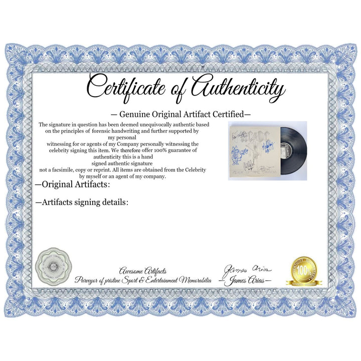 AC/DC " Flick of the Switch" Angus and Malcolm Young, Brian Johnston, Phil Rudd, & Cliff Williams original LP signed with proof