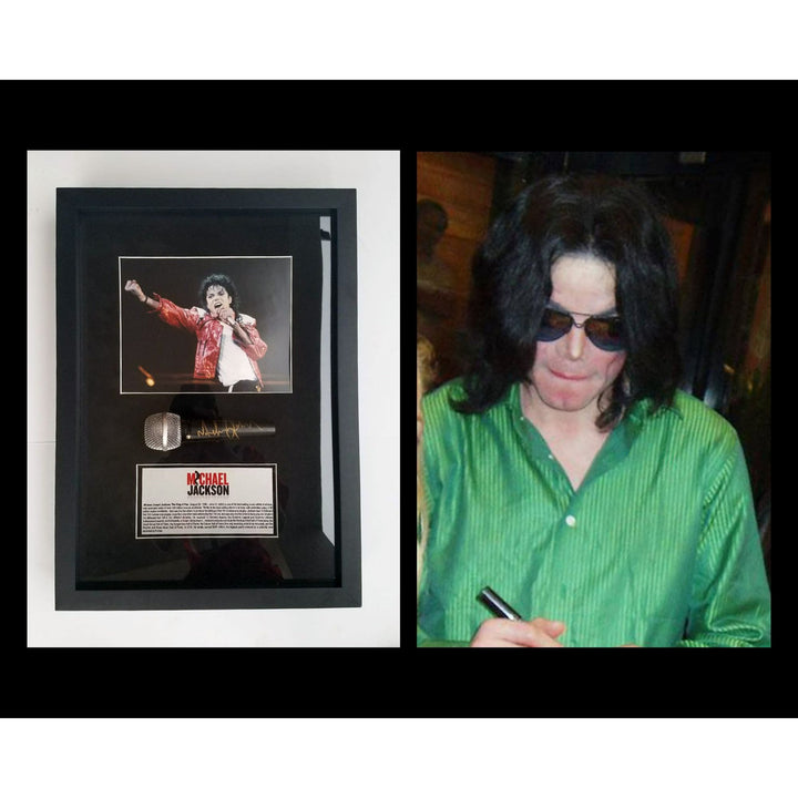 Michael Jackson The King of Pop microphone signed and framed with proof