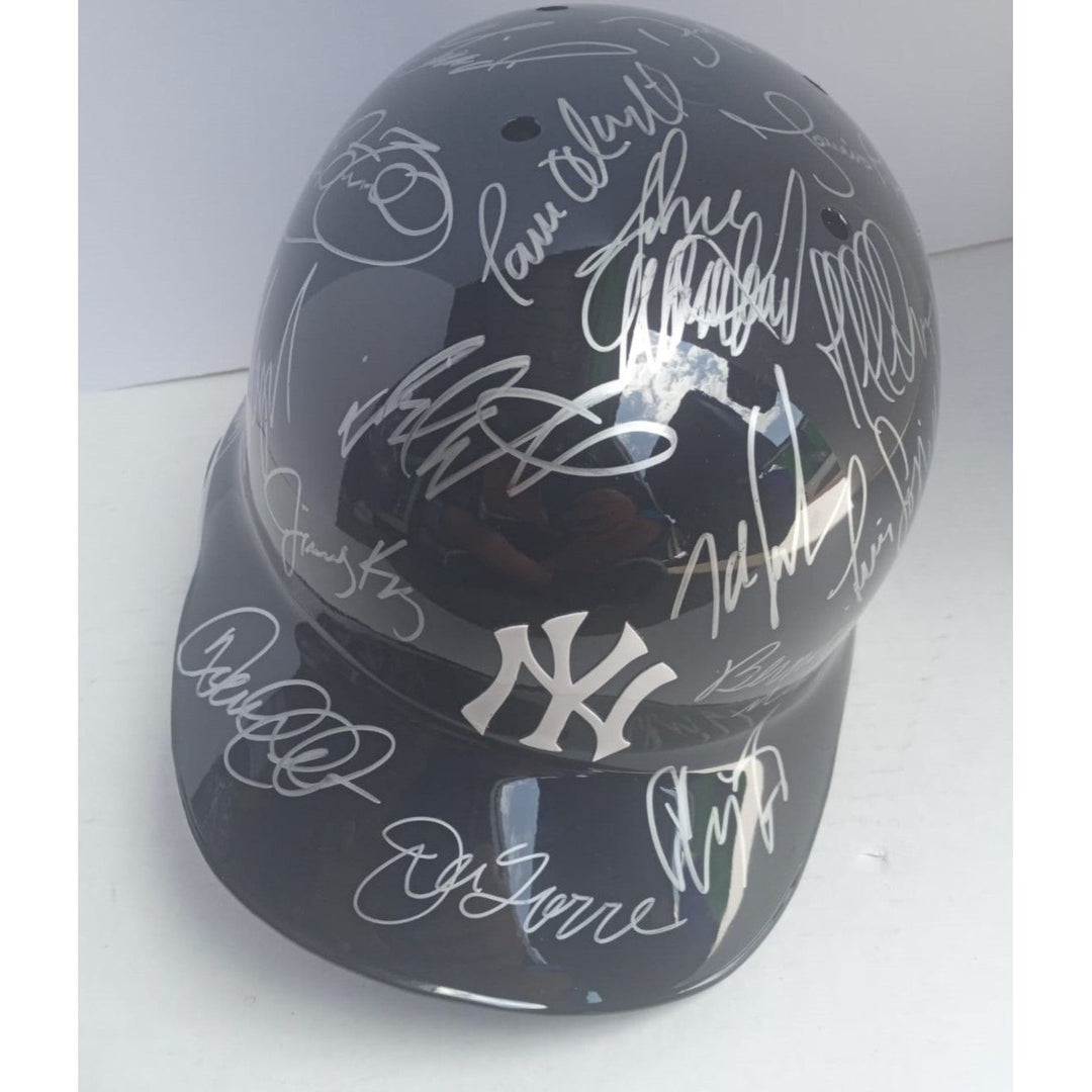 New York Yankees Derek Jeter Mariano Rivera Joe Torre 1996 World Series champions team sign batting helmet with proof