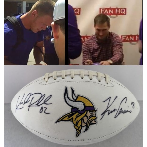 Minnesota Vikings Kirt Cousins and Kyle Rudolph full size logo football signed with proof