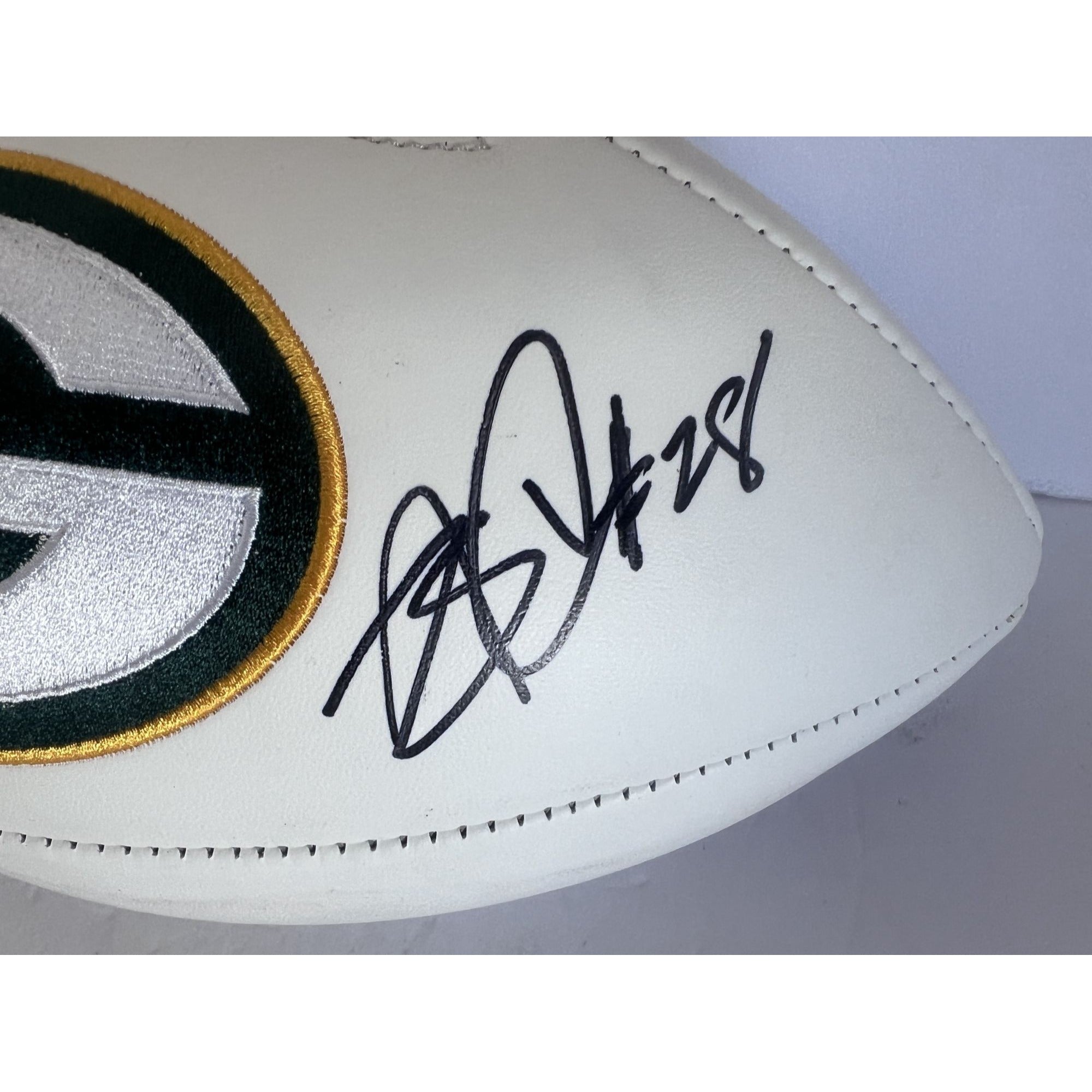 Green Bay Packers Jordan Love AJ Dillon full size football signed with proof