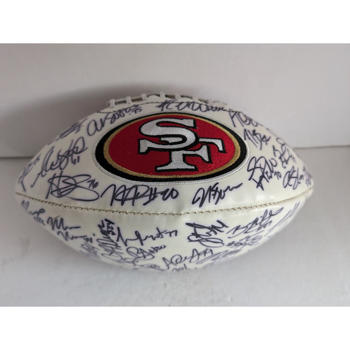 Frank Gore Jim Harbaugh Alex Smith San Francisco 49ers team signed football