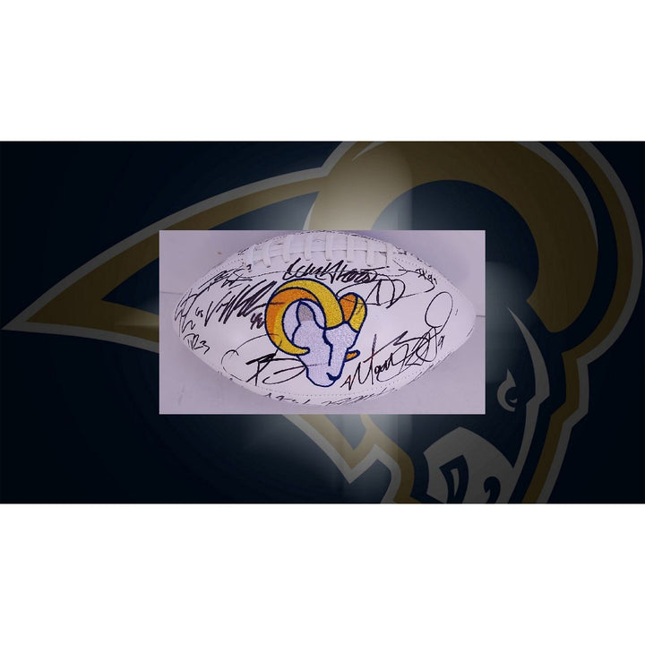 Los Angeles Rams 2021-22 team signed football with proof