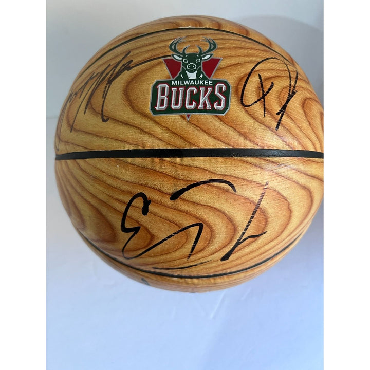 Milwaukee Bucks NBA champions team signed basketball with proof