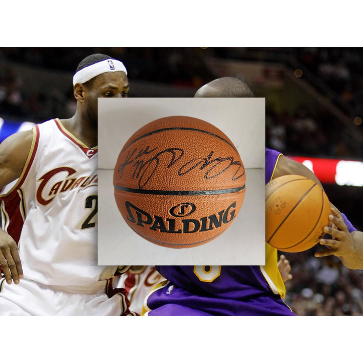 Lebron James and Kobe Bryant game model basketball signed with proof