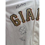 Load image into Gallery viewer, Buster Posey Bruce Bochy Tim Lincecum Matt Cain Pablo Sandoval Barry Zito San Francisco Giants Size 52 game model jersey signed with proof
