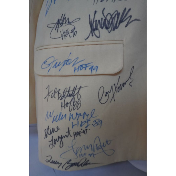 NFL Hall of Famers Bart Starr Joe Namath Joe Montana John Elway 45 in all signed Hall of Fame Jacket with proof