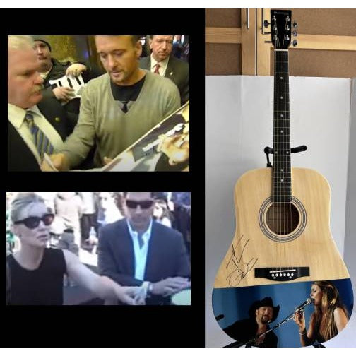 Tim McGraw and Faith Hill  One of A kind 39' inch full size acoustic guitar signed with proof