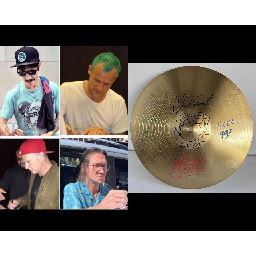 Red Hot Chili Peppers Anthony Kiedis flea Chad Smith John busante 14 in cymbal signed with proof