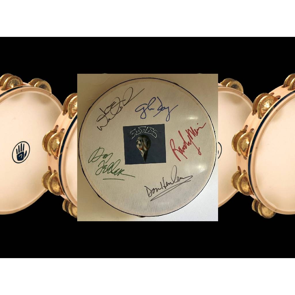 Don Henley Glenn Frey Joe Walsh Randy Meisner Don Felder the Eagles 14-in tambourine signed with proof