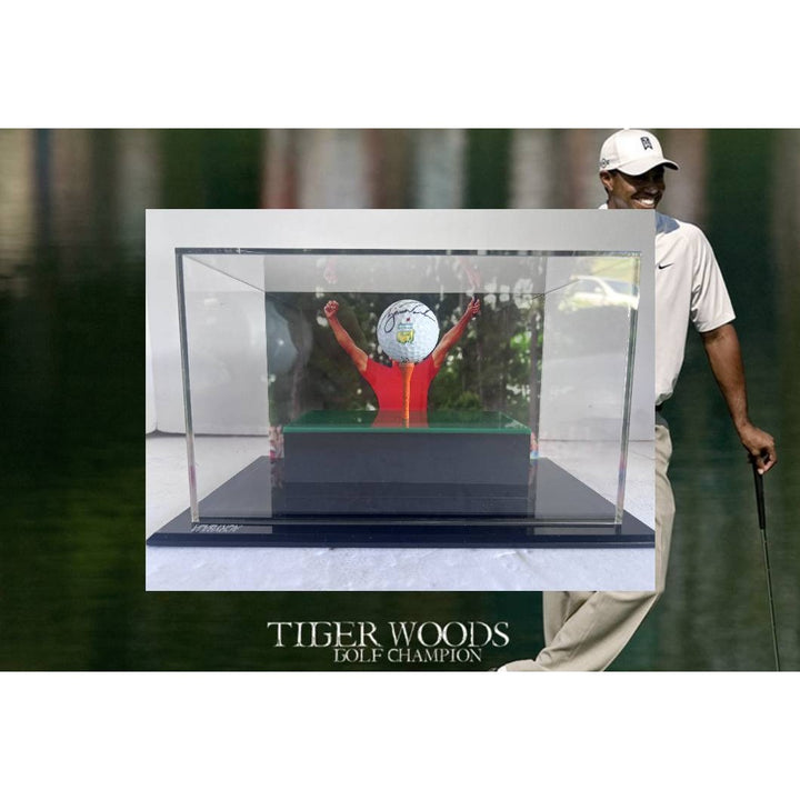 Tiger Woods Masters golf ball signed with proof and 9x6 acrylic display case