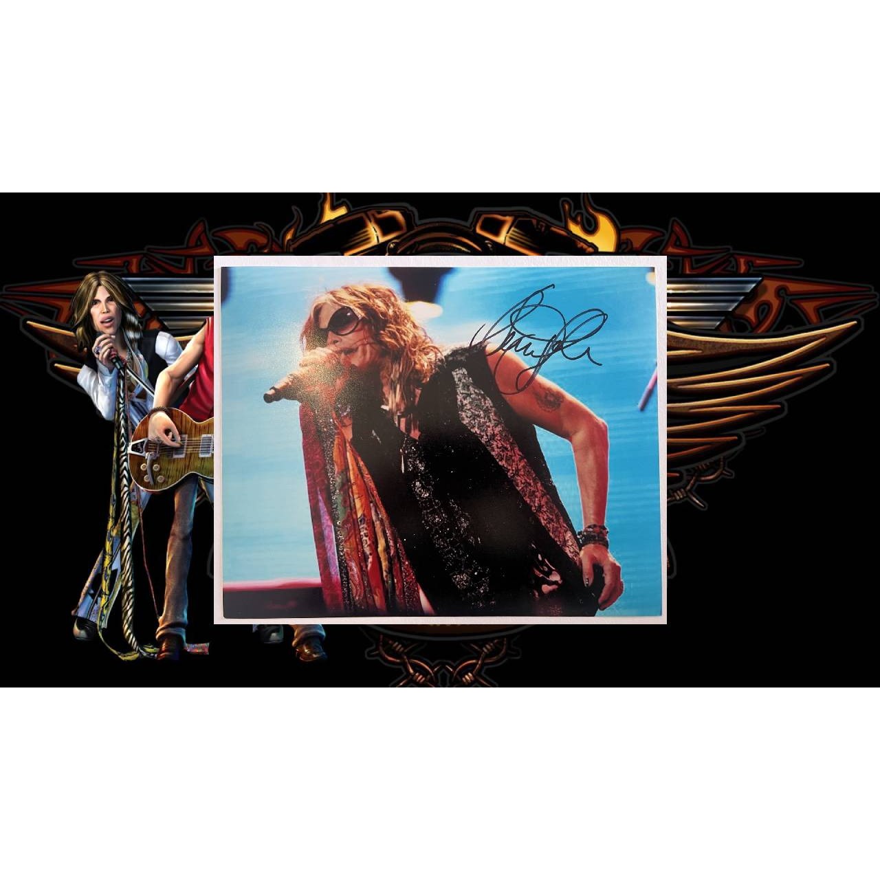 Steven Tyler of Aerosmith 8 by 10 signed photo with proof