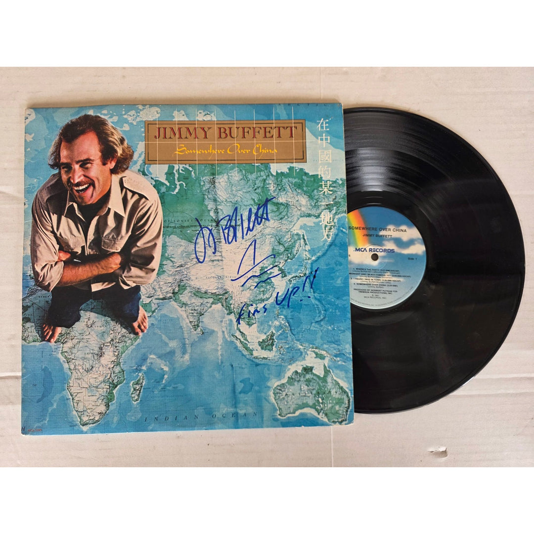 Jimmy Buffet ''Somewhere Over China'' LP signed with proof.