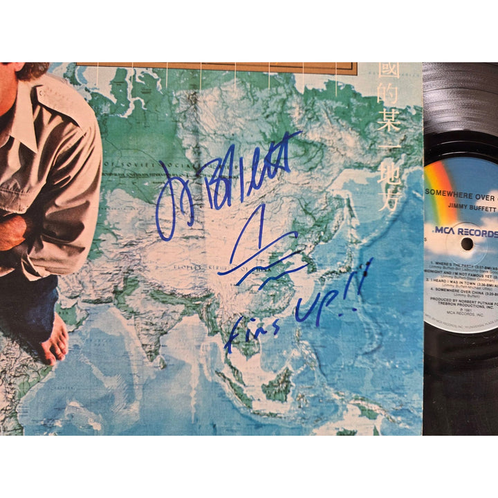 Jimmy Buffet ''Somewhere Over China'' LP signed with proof.