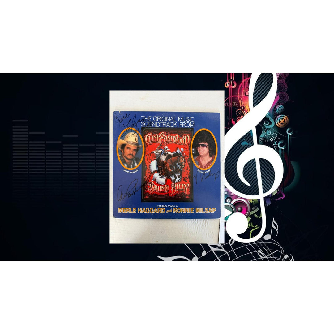 Merle Haggard & Ronnie Milsap "The Original Music From Bronco Billy" LP signed with proof.