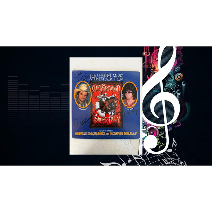 Merle Haggard & Ronnie Milsap "The Original Music From Bronco Billy" LP signed with proof.