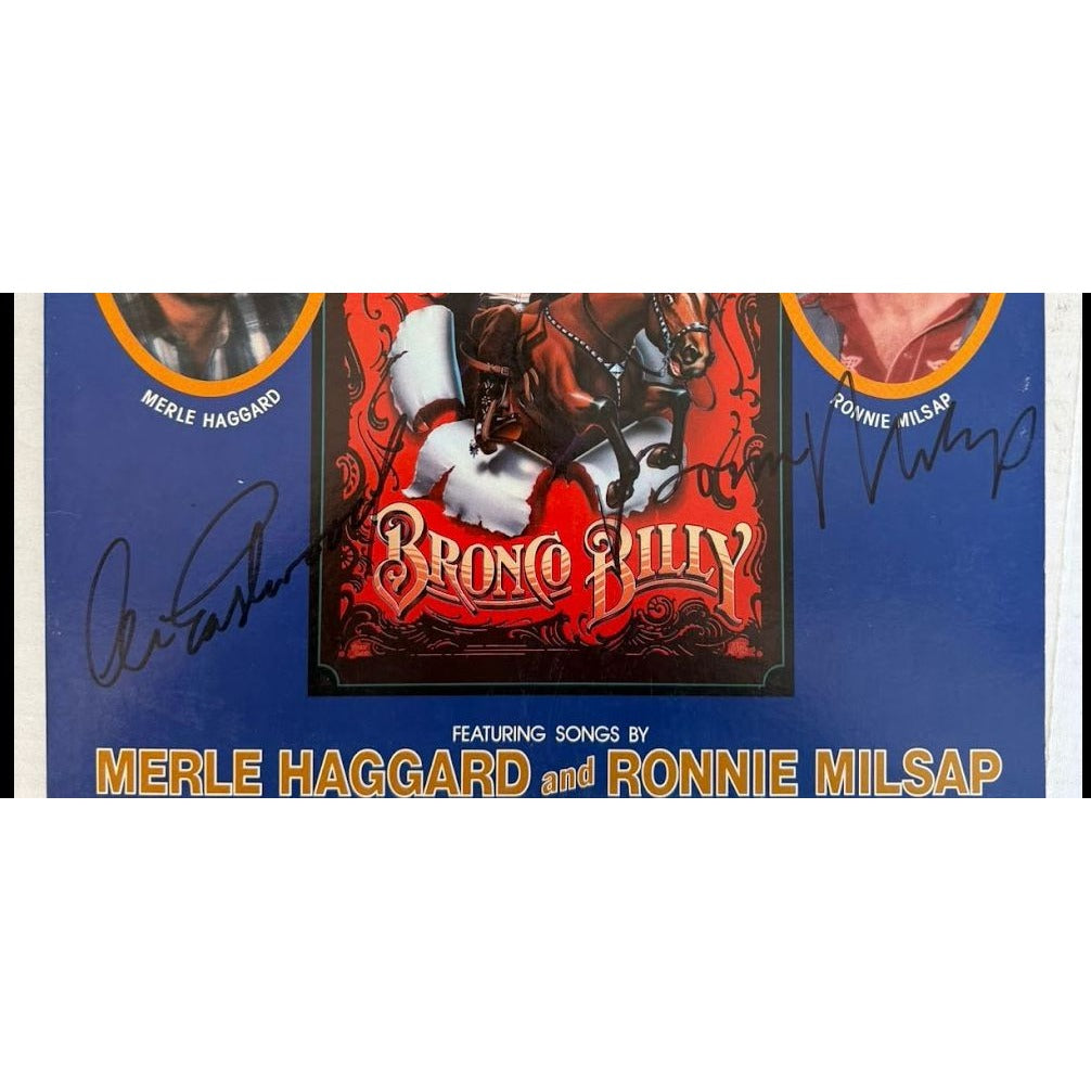 Merle Haggard & Ronnie Milsap "The Original Music From Bronco Billy" LP signed with proof.