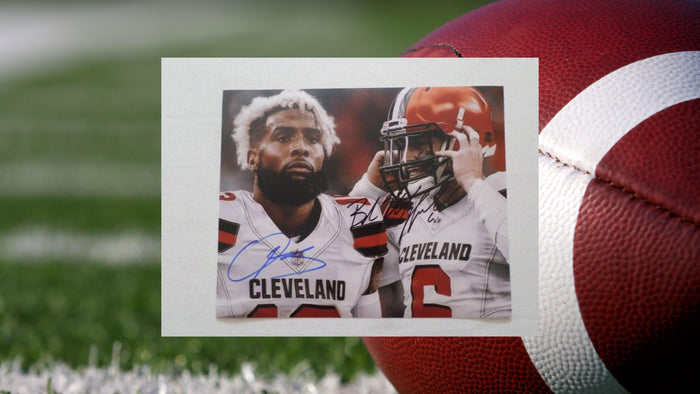 Odell Beckham jr. And Baker Mayfield 8 by 10 signed photo