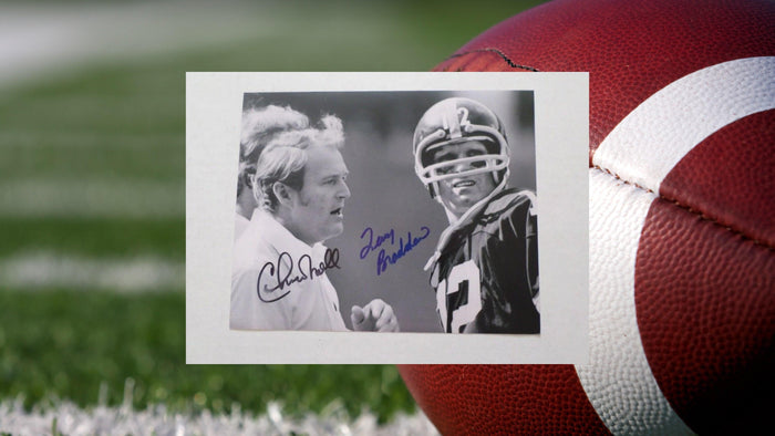 Terry Bradshaw and Chuck Noll Pittsburgh Steelers 8 by 10 signed photo