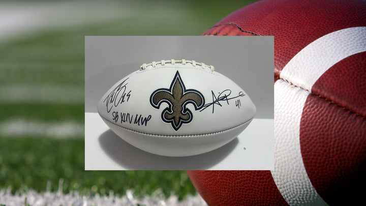 Drew Brees and Alvin Kamara New Orleans Saints full size football signed with proof Awesome Artifacts