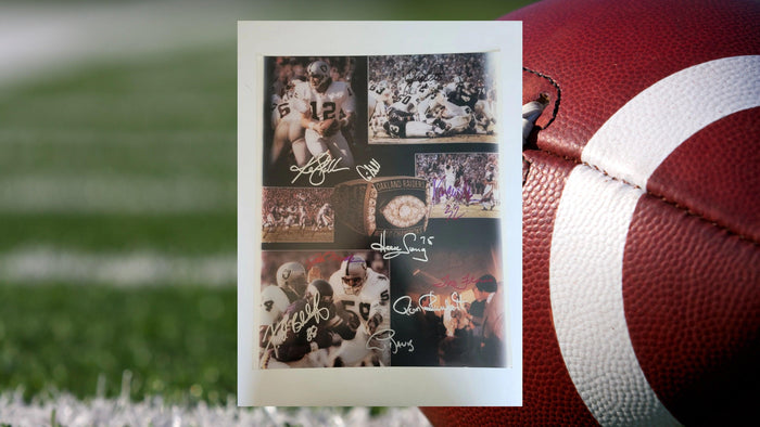 Oakland Raiders Ken Stabler Art Shell G Amato Marcus Allen Al Davis 16 x 20 photo signed with proof