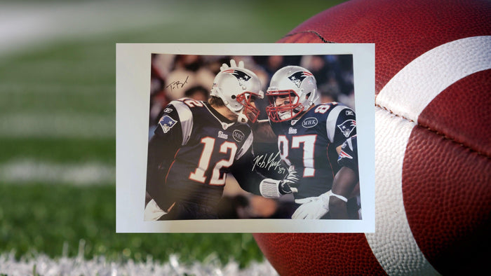 New England Patriots Rob Gronkowski and Tom Brady 16 x 20 photo signed with proof