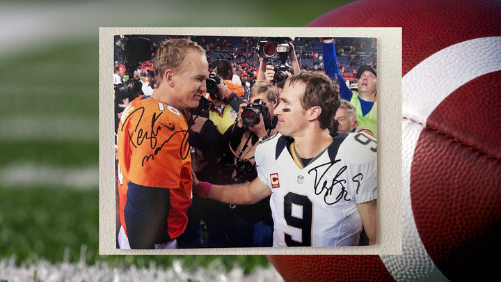 Drew Brees and Peyton Manning 8x10 photo signed with proof Awesome Artifacts