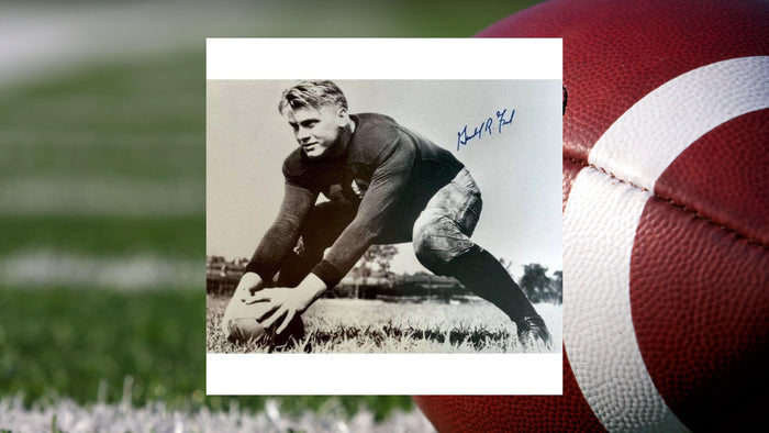 Gerald Ford vintage 16 x 20 photo University of Michigan signed with proof