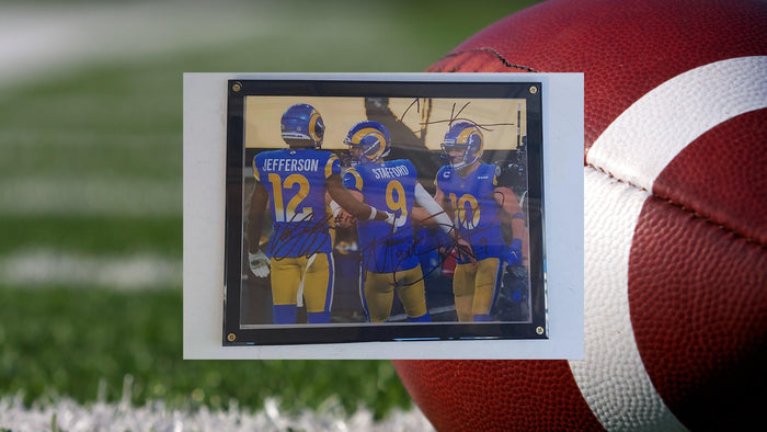 Matthew Stafford, Van Jefferson, Cooper Kupp 8 by 10 signed photo with proof