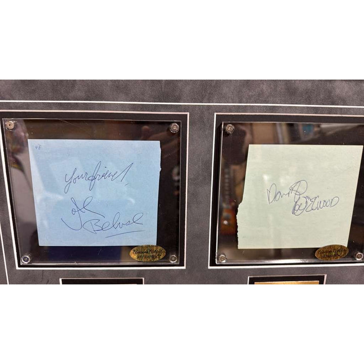 The Blues Brothers Dan Akroyd & John Belushi autograph book page signed with proof & museum quality frame with plexi 25x35.