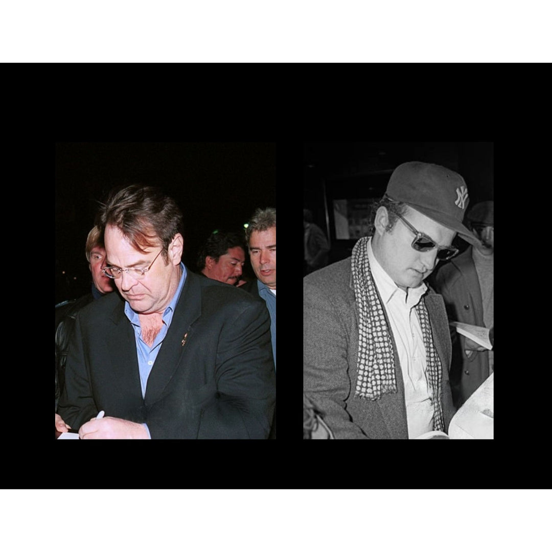 The Blues Brothers Dan Akroyd & John Belushi autograph book page signed with proof & museum quality frame with plexi 25x35.