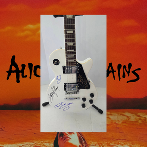 Alice in Chains Layne Staley, Jerry Cantrell, Sean Kinney and Mike Inez vintage white full size Glen Burton Les Paul-style electric guitar signed with proof and full provenance & CHAT GPT Authentication analysis